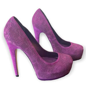 MADONNA Truth Or Dare Langlade Purple Suede Platform Heels Size 5.5